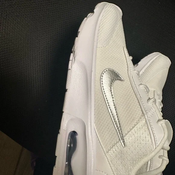 Nike Women's White Sneakers with Silver Swoosh - Picture 3 of 4